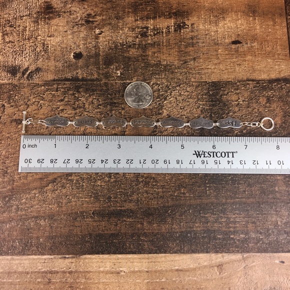 Sterling Silver Inspirational Heart Bracelet 8” - Picture 6 of 7